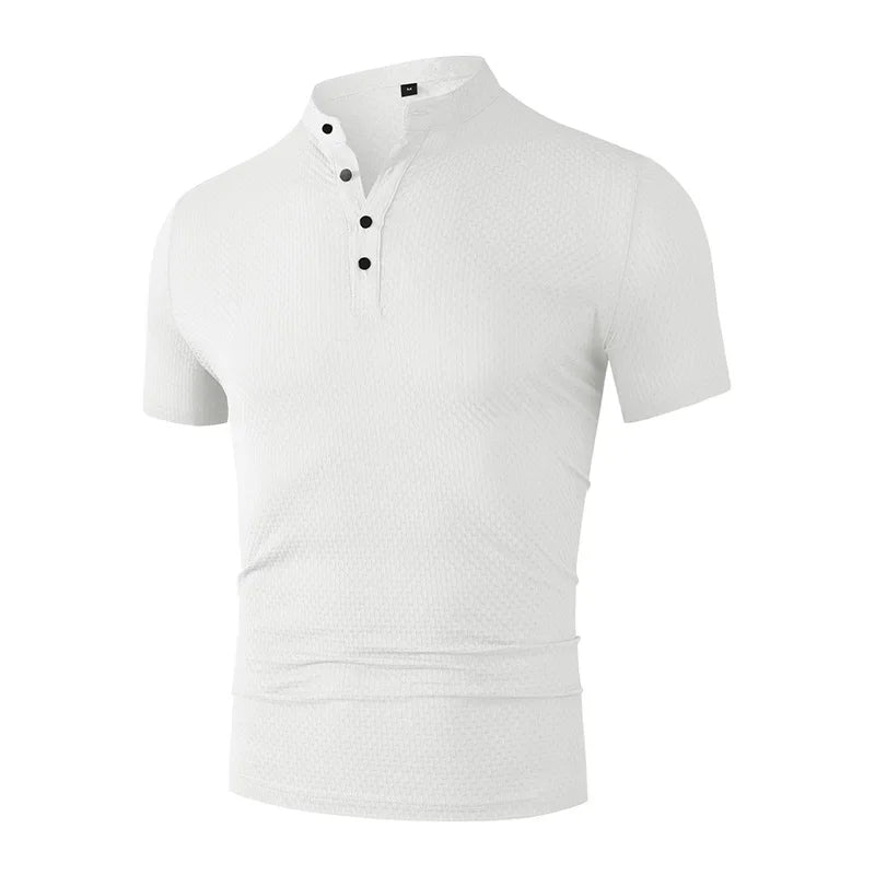 Herren Business Casual Kurzarm POLO Shirt Knochen Blume Einfarbig Atmungsaktiv Bequem Mode Sommer Vielseitig Top