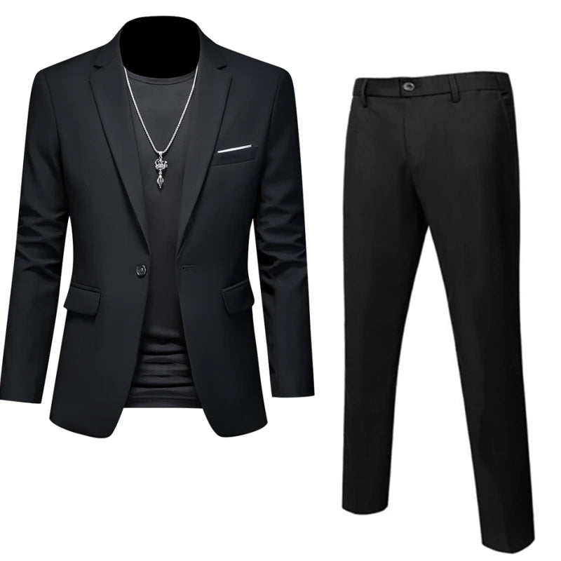 Plus Size 6XL 5XL Herrenanzug Mantel + 2-teilige Hose/Business Fashion Bürokleid/Slim Fit Hochwertiges Bräutigam-Hochzeitskleid-Anzug-Set