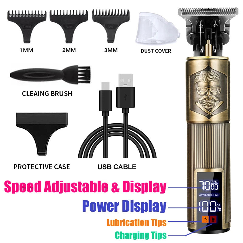 Elektrische Vintage Rasierer Barber Cordless Haar Schneiden Maschine USB Lade Haar Trimmer Tragbare Haar Clipper Geeignet Für Männer