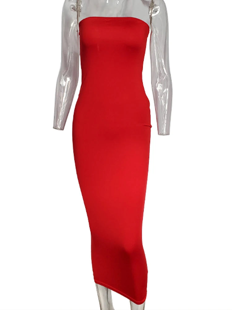 Sommer Damen Sexy ärmelloses, auf der Brust gewickeltes langes Strandkleid