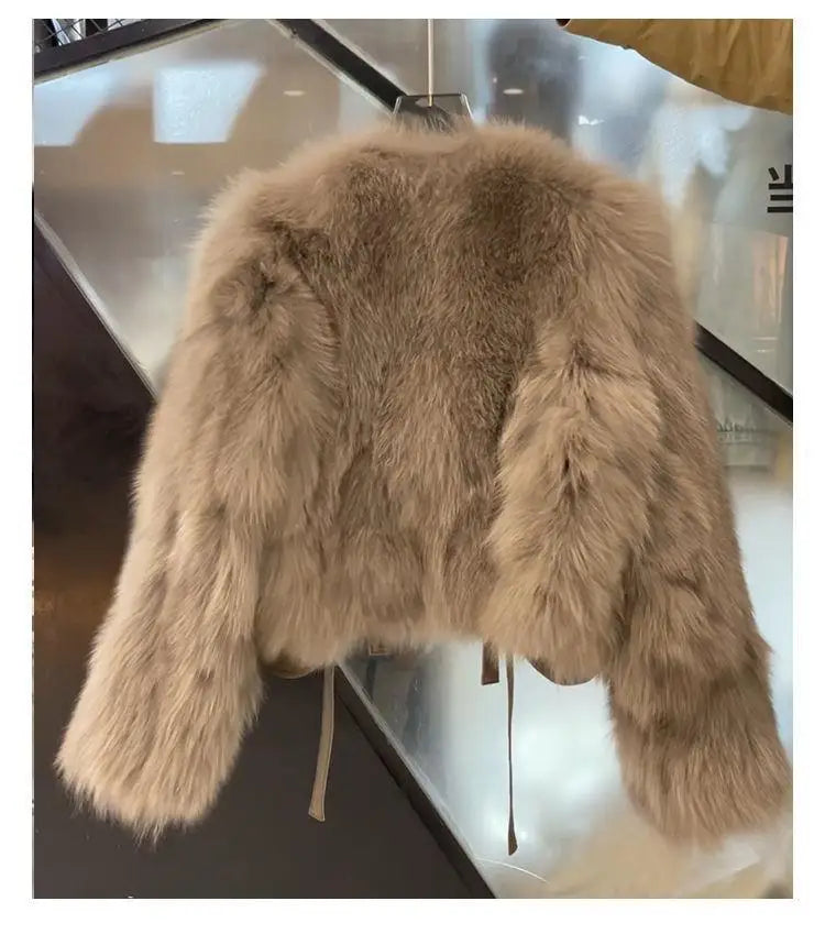 Nachahmung Fuchs pelz gras Mantel frauen Kurze 2025, Herbst/Winter Neue Koreanische version Vielseitig Spitze up Dicke top Weibliche Warme Outwear