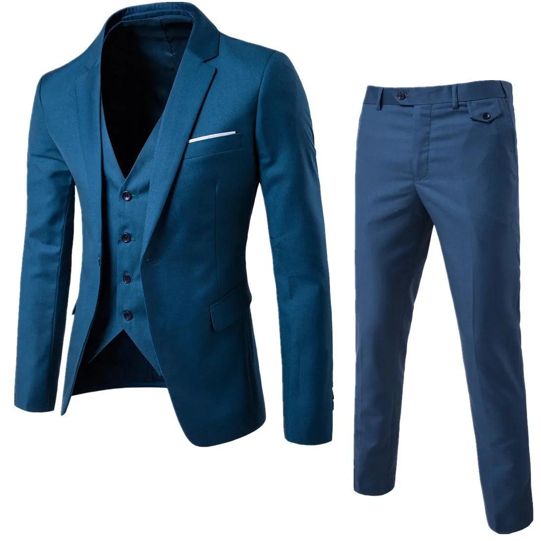 Frühling Herbst Neue Mode Für Männer Trendy Schlank Business Einfarbig 3 Stück Anzüge Sets Einzigen Greasted Blazer Weste Hosen