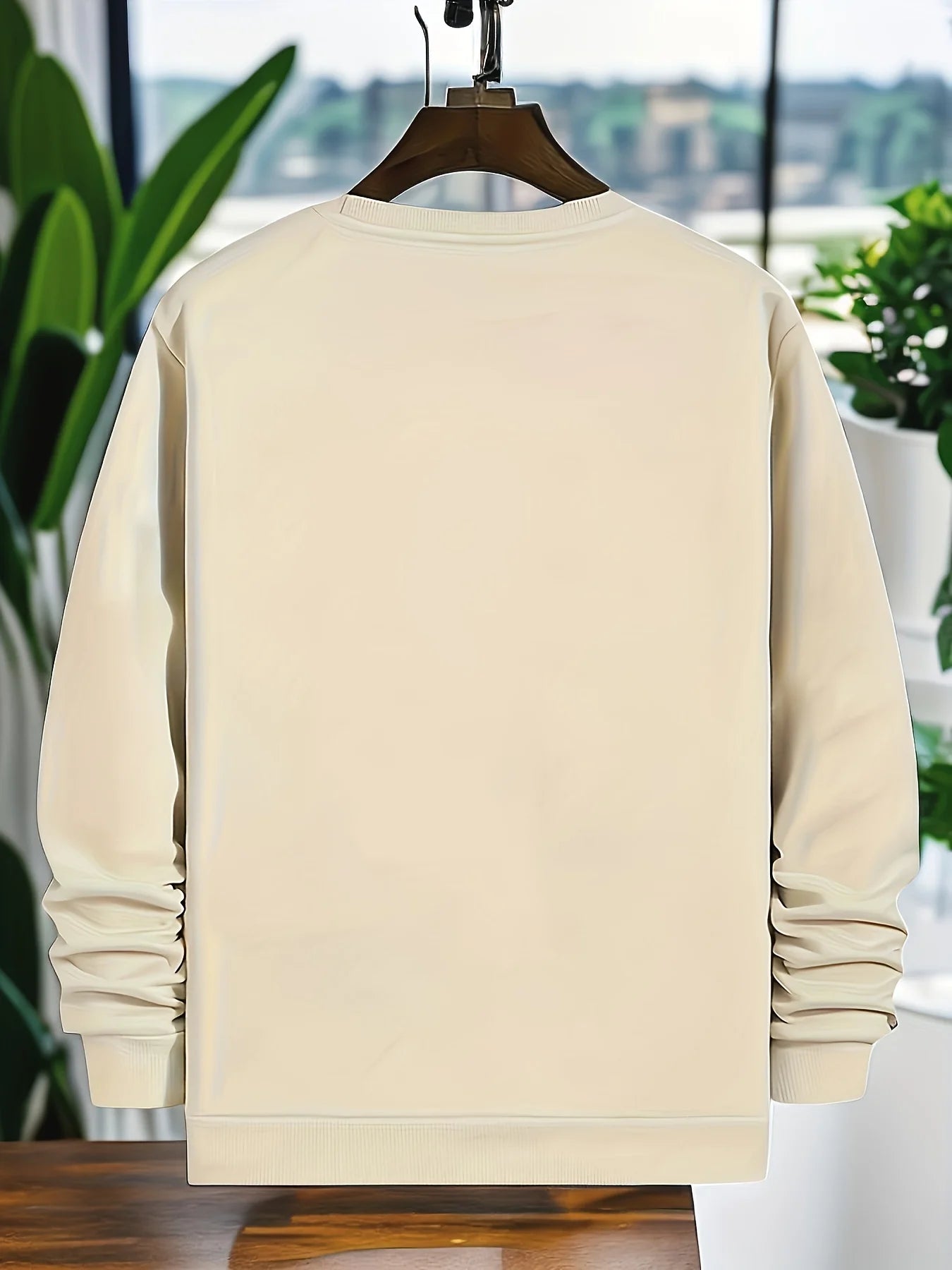 Men's autumn and winter fashionable casual loose and simple letter printed fleece long sleeved round neck sweatshirt