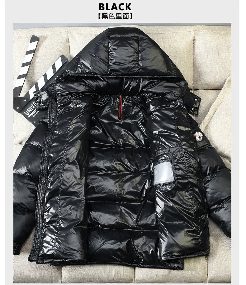 2024 Winter Neue Herren Puffer Jacke Mode Dicke Männer Frauen Ente Unten Jacke Im Freien Warme Casual Mäntel Feste Kapuze Mäntel