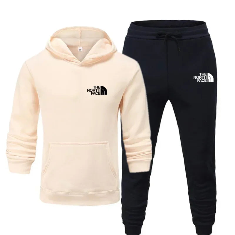 Herbst und Winter neues Herren-Sportbekleidungsset, modisches Outdoor-Herren- und Damen-Kapuzenpullover und Hose, 2-teiliges Set