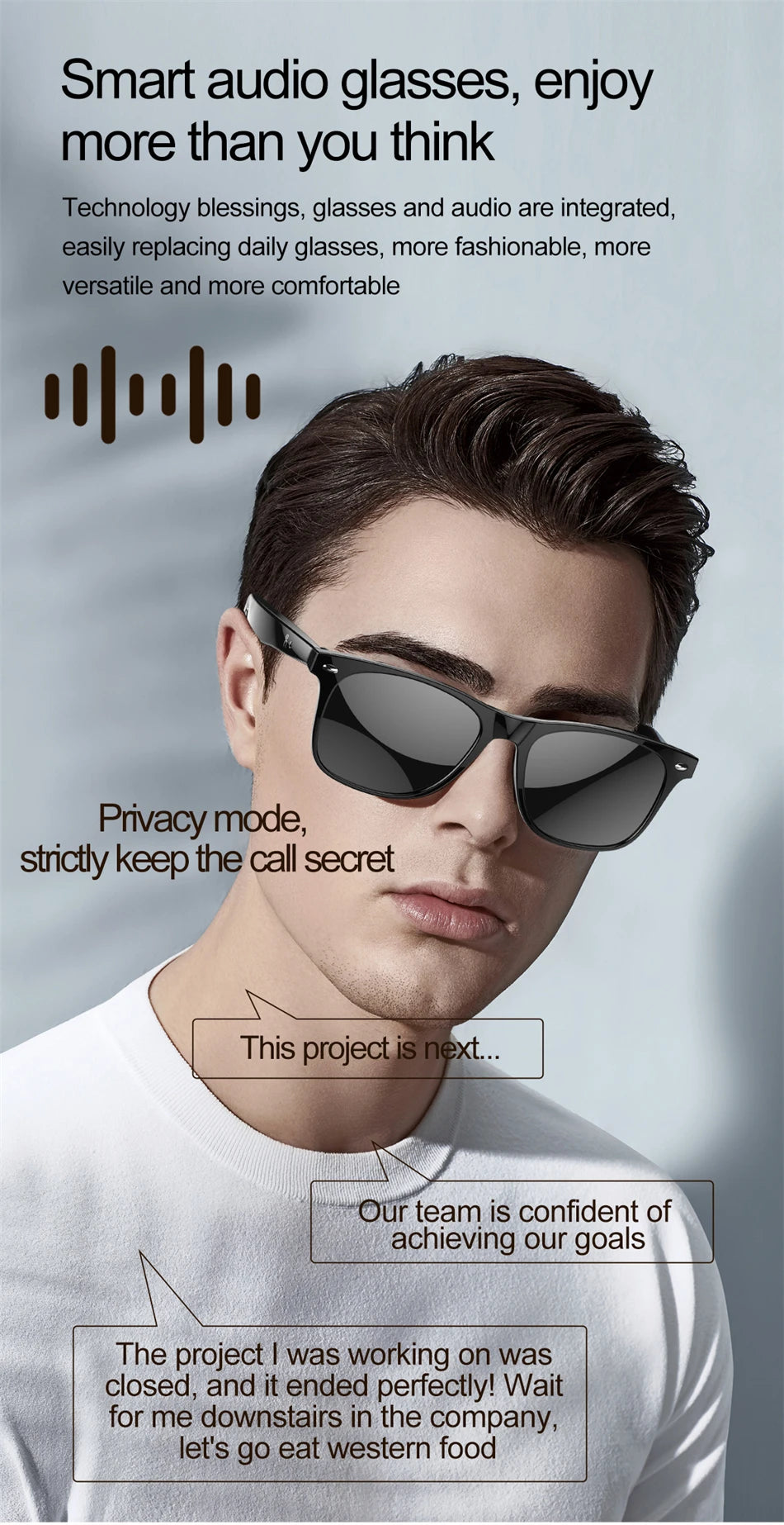 AI Intelligent Translation Glasses 163 Online Language AI Automatic Dialogue Translation Bluetooth Translation Glasses Men Women
