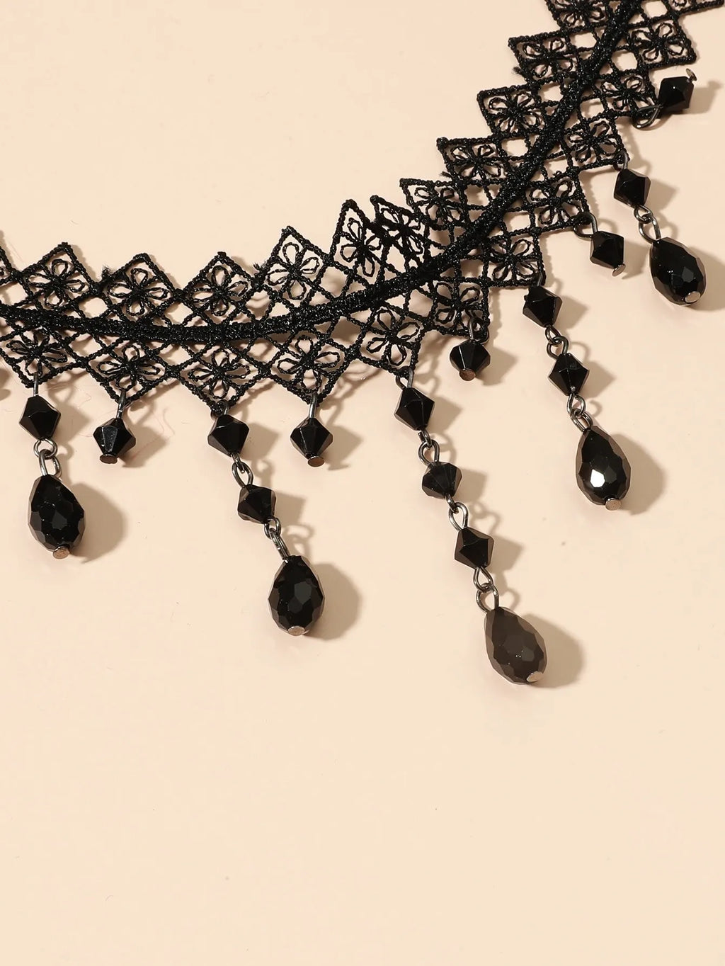 1 Px Damen-Halskette, wunderschöne schwarze Spitze, Kristallfarbe, Blumen-Halskette, Strand, Reisen, Urlaub, Mode, klassisch, personalisierter Schmuck, Abend D