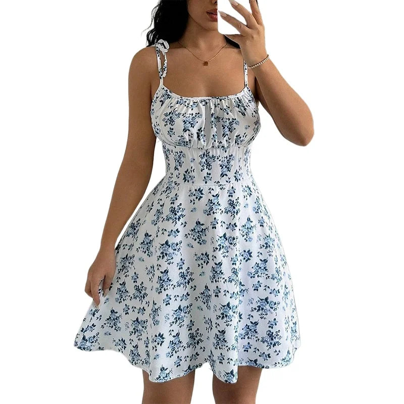 Kurzes Sommerkleid mit Blumenmuster und Spaghettiträgern für Damen, Damenkleider, Damenbekleidung, Damenbekleidung, Sommerkleid, Neu im Kleid 2025,
