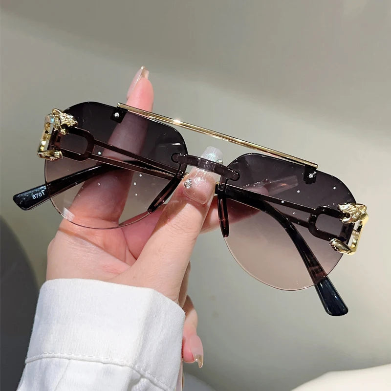 KAMMPT Randlose Pilot Sonnenbrille Männer Mode Vintage Gradienten Casual Shades Frauen Trendy Marke Design Outdoor Decor Sonnenbrille
