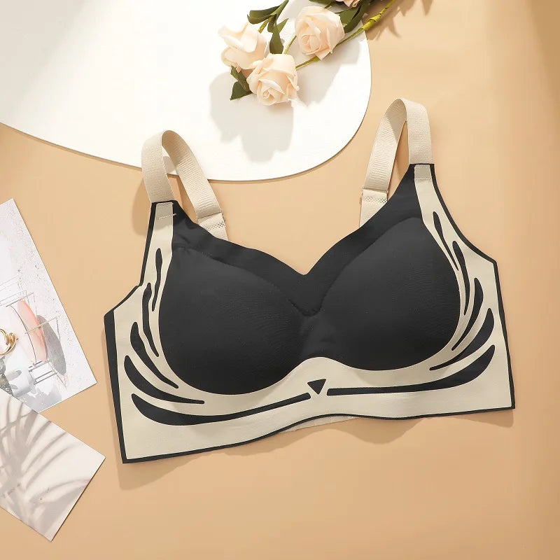 Plus Size Super Gather Push Up Bras Women Soft Support Seamless Underwear Female Full Cup Lift-Up Bras No Steel Sleepwear
