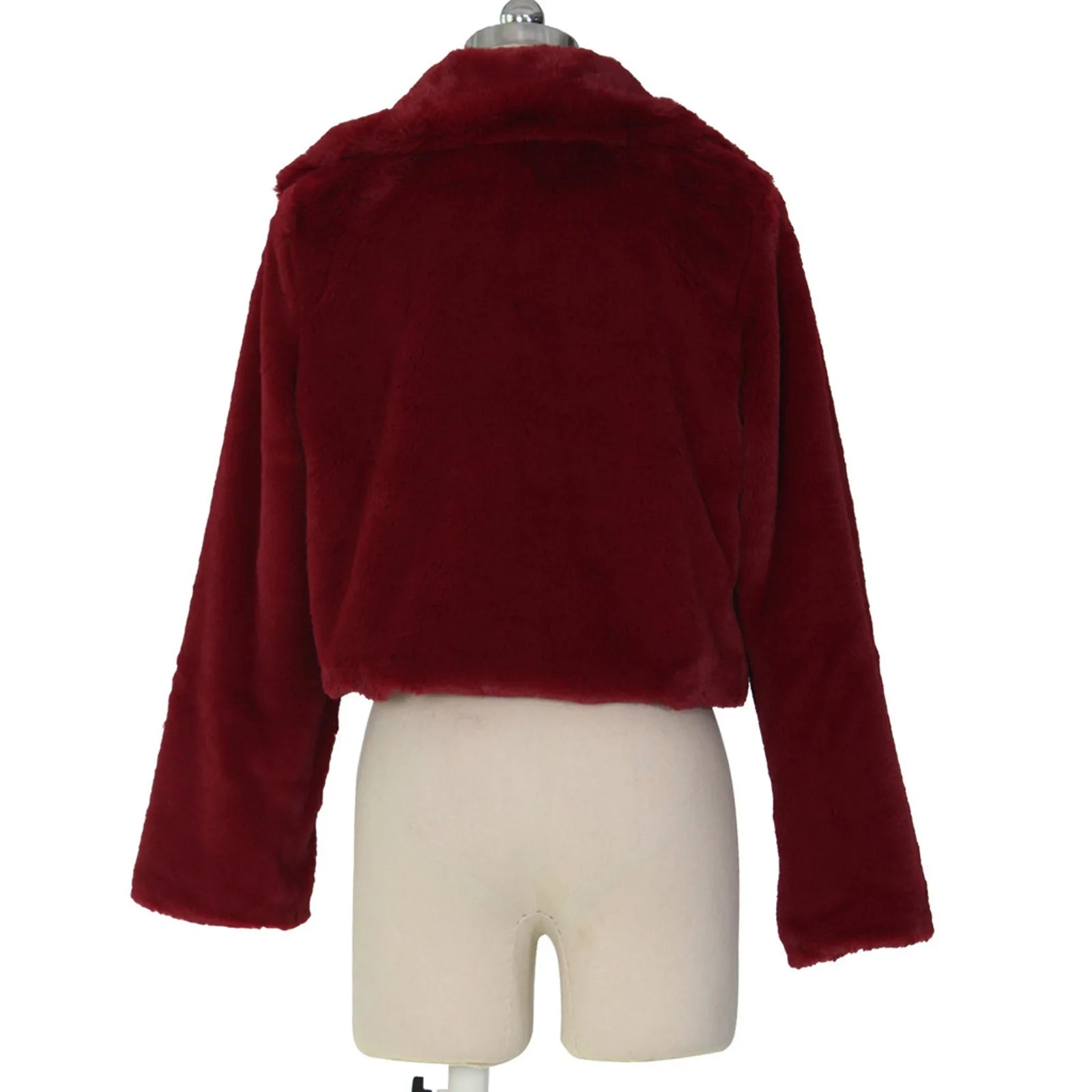 Mode Faux Pelz Offenen Stich Revers Crop Jacken Frauen Kleidung Herbst Winter Solide Langarm Warme Pelzigen Flauschigen Mantel Outwear