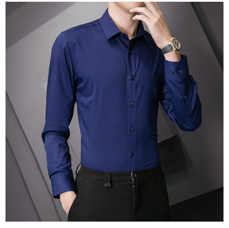 Neue Plus Größe Männer Einfarbig Business Hemd Mode Klassische Grundlegende Beiläufige Dünne Weiße Langarm-shirt Marke Kleidung