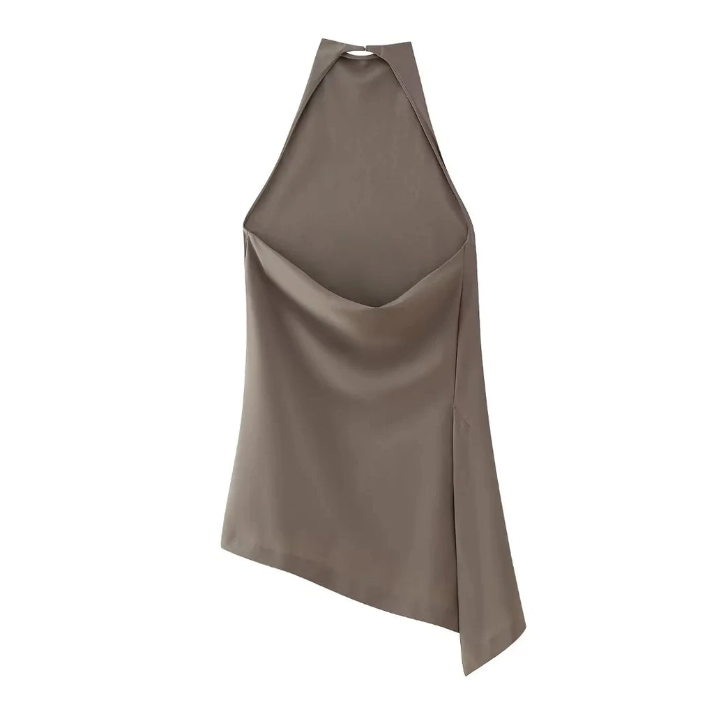 HH Frauen Vintage Solide Hose Sets Sexy Backless Halter Camis Top Asymmetrische Tank Top + Kordelzug Hosen Mode Streetwear