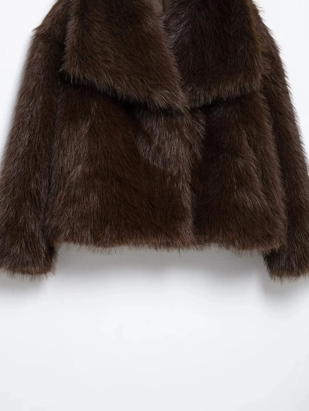 KONDALA 2025 Fall Winter Casual Faux Fur Brown Women Warm Jackets Streetwear Turn Down Collar Christmas Oversized Elegant Coats
