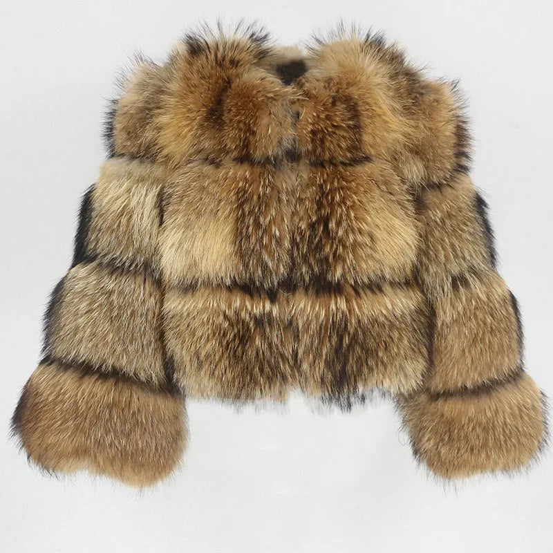 Frauen Gefälschte Waschbären Pelz Jacke Herbst Winter Faux Pelz Fuchs Mäntel Kurzen Mantel Jacken Pelzigen Oberbekleidung Elegante Dicke Warme Mäntel
