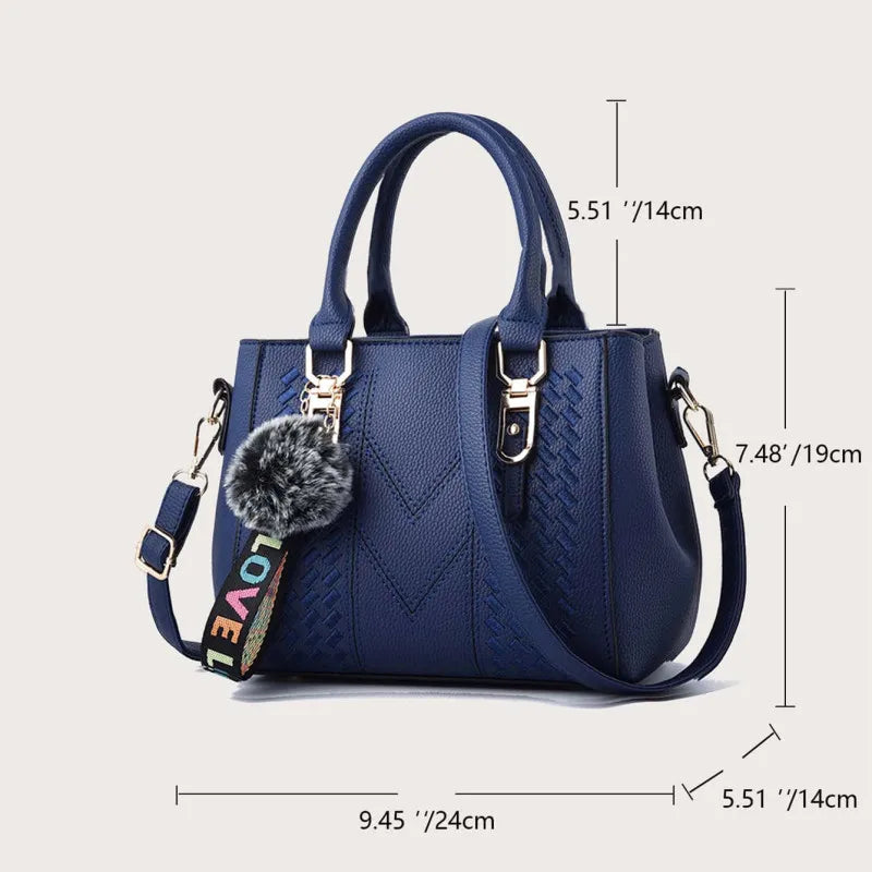 Stickerei Messenger Bags Damen Lederhandtaschen Taschen für Damen Sac a Main Damen Haarball Handtasche