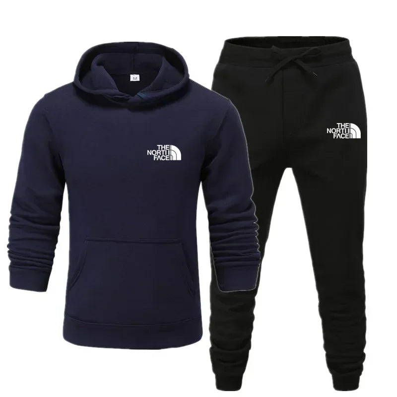 Herbst und Winter neues Herren-Sportbekleidungsset, modisches Outdoor-Herren- und Damen-Kapuzenpullover und Hose, 2-teiliges Set