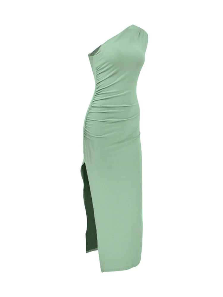 Damen Maxikleider Sexy Geschlitztes Schwarzes Ärmelloses Rückenfreies Schmales Kleid Sommer Damenmode Schulterfreies Club Elegantes Partykleid
