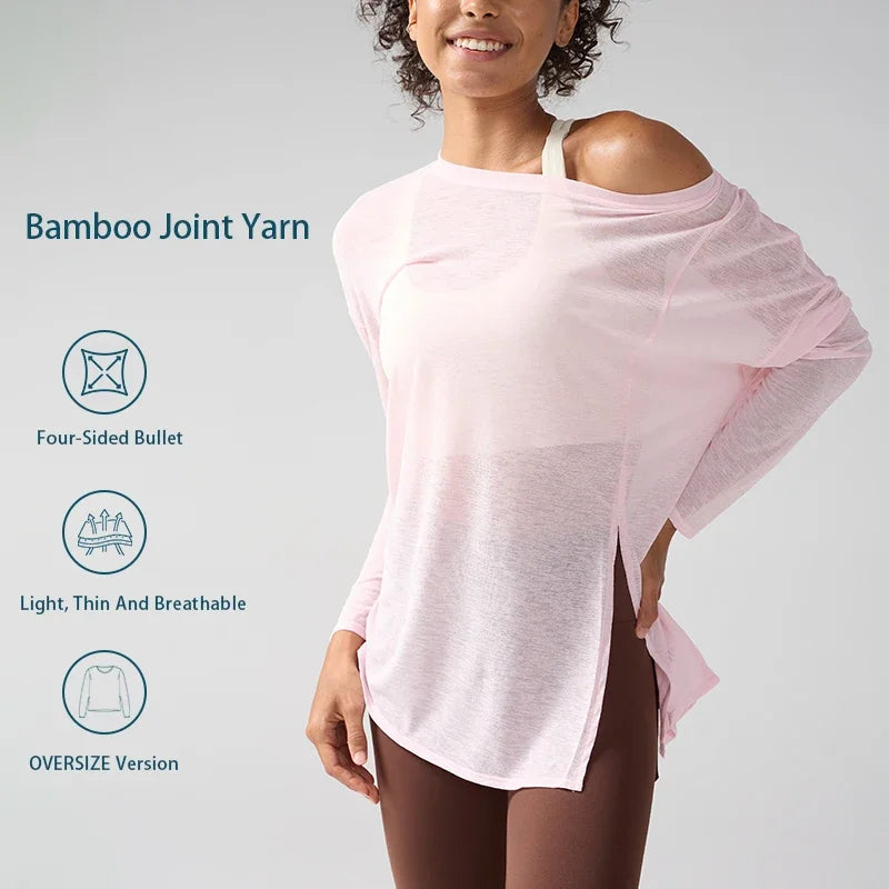 Gym Sport Tops Workout T-shirts Frauen Yoga Kleidung Laufen Lose Schlank Schnell Trocknend Training Langarm Bluse Fitness Tops 👚