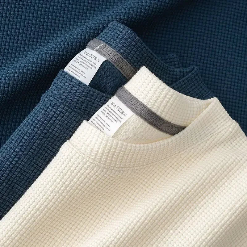 Neues Sommer-T-Shirt mit Rundhalsausschnitt und Waffelmuster für Herren, bequemes, atmungsaktives Kurzarm-Top für Freizeitkleidung