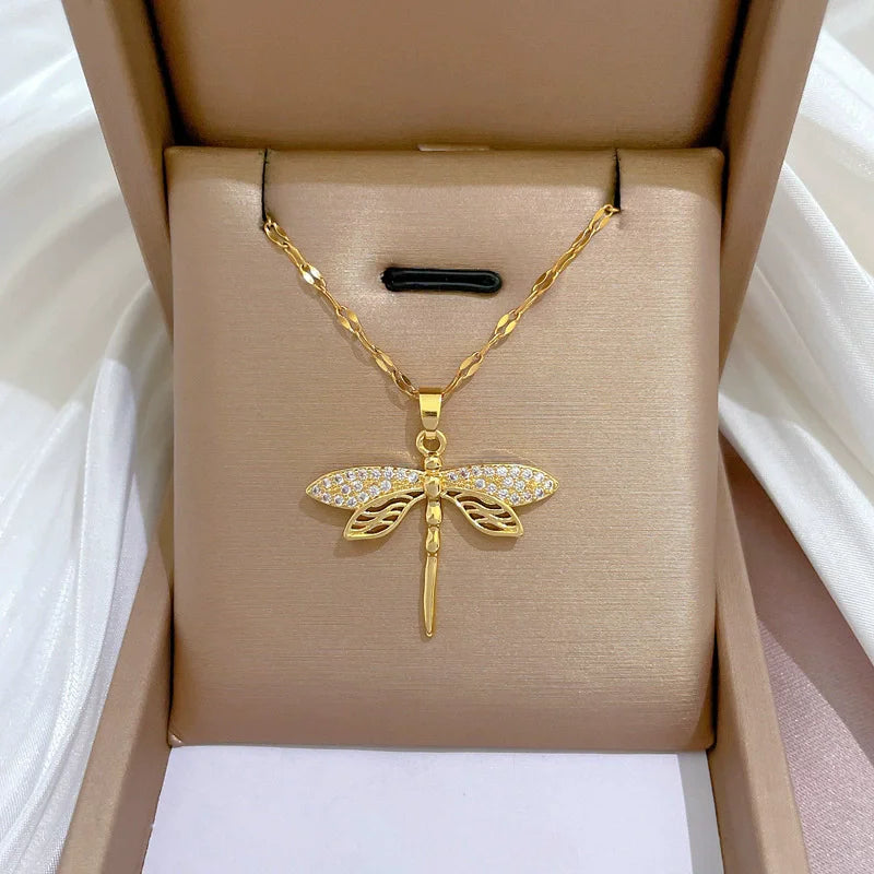 EILIECK 316L Edelstahl Glanz Zirkonia Schwan Anhänger Halskette Gold Farbe Textur Metall Personalisierte Schmuck Halskette