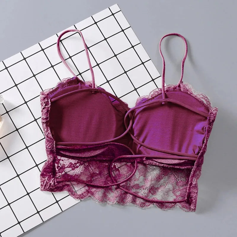Sommer Frauen Spitze Sexy Top Sonne Ärmellose Tops gepolsterte Bralette Bh Bustier Reißverschluss Zurück Club Crop Tank dessous soi беnosti