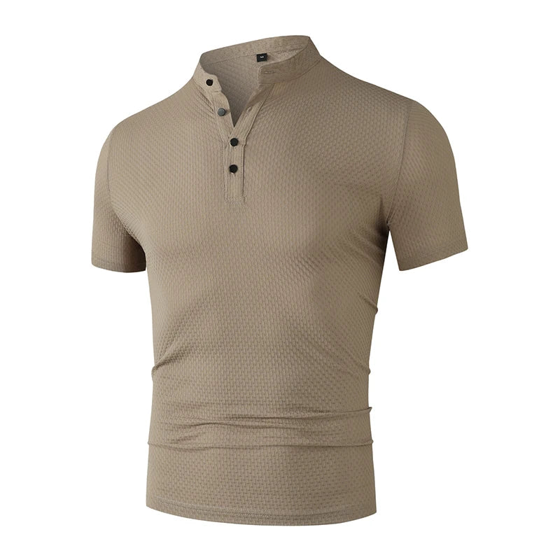Herren Business Casual Kurzarm POLO Shirt Knochen Blume Einfarbig Atmungsaktiv Bequem Mode Sommer Vielseitig Top