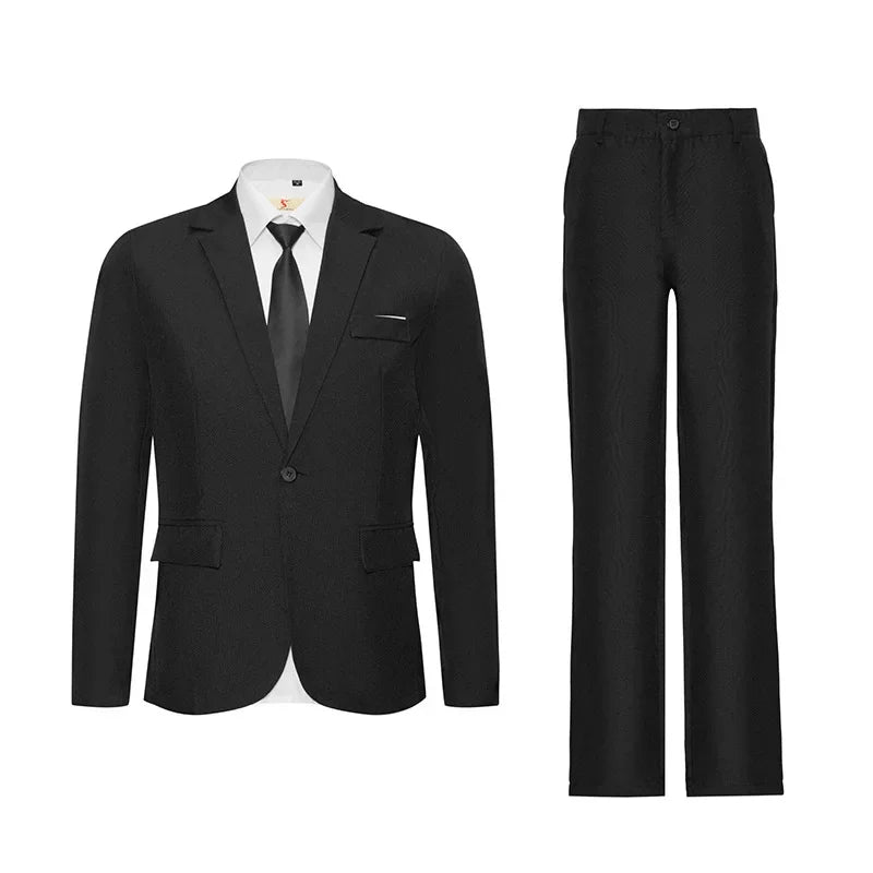 Herren Casual Hochzeitsanzug Slim Fit Zweiteiliges Set Sommer Neuer Stil Große Größe Business Formelle Kleidung Bequemes Oberteil und Hose
