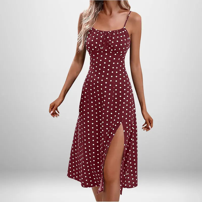 Elegantes Damen-Blumenkleid für Strandurlaub und Streetwear, Sexy Tief Ausgeschnittenes Strandparty-Kleid mit Schlitz, Schickes Bodycon-Kleid Ärmellos für Damen