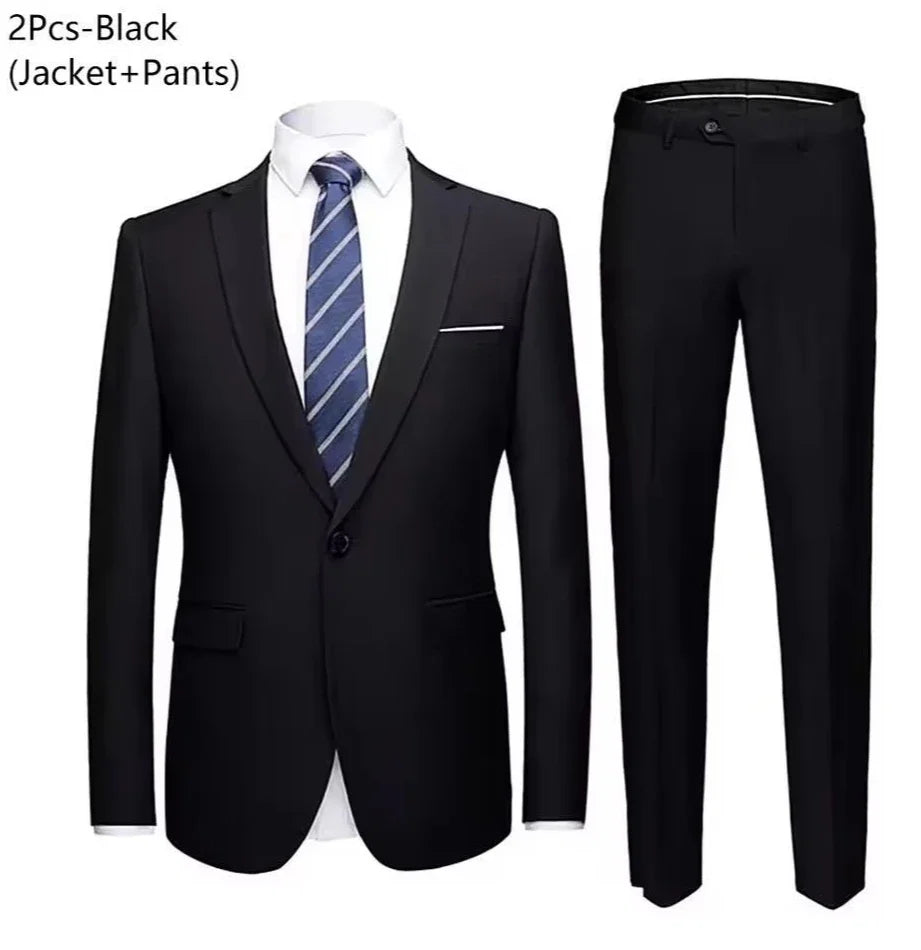 Men Suits Set Jackets Pants 2 Pieces Elegant For Wedding Slim Fit Blazers Formal Outfit Fashion Classic Full 2025 Costume