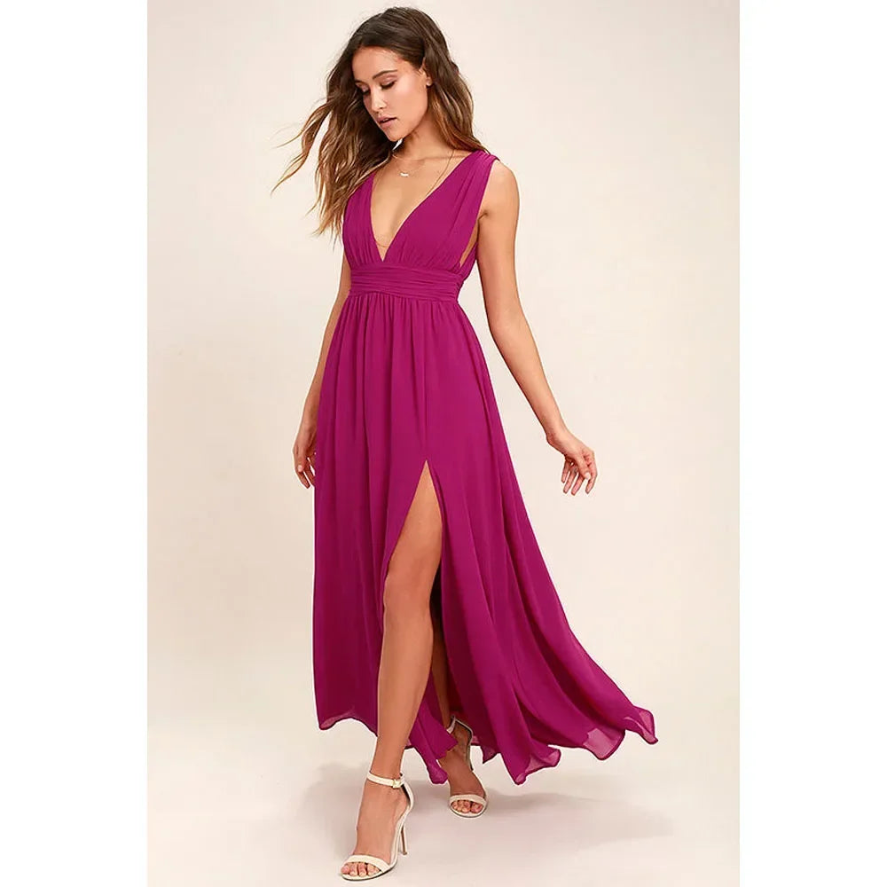 Sexy rückenfreies Maxi-Sommerkleid für Damen, Netzstoff, lang, figurbetont, rot, Weihnachts-Partykleid, Brautjungfern-Abendkleider