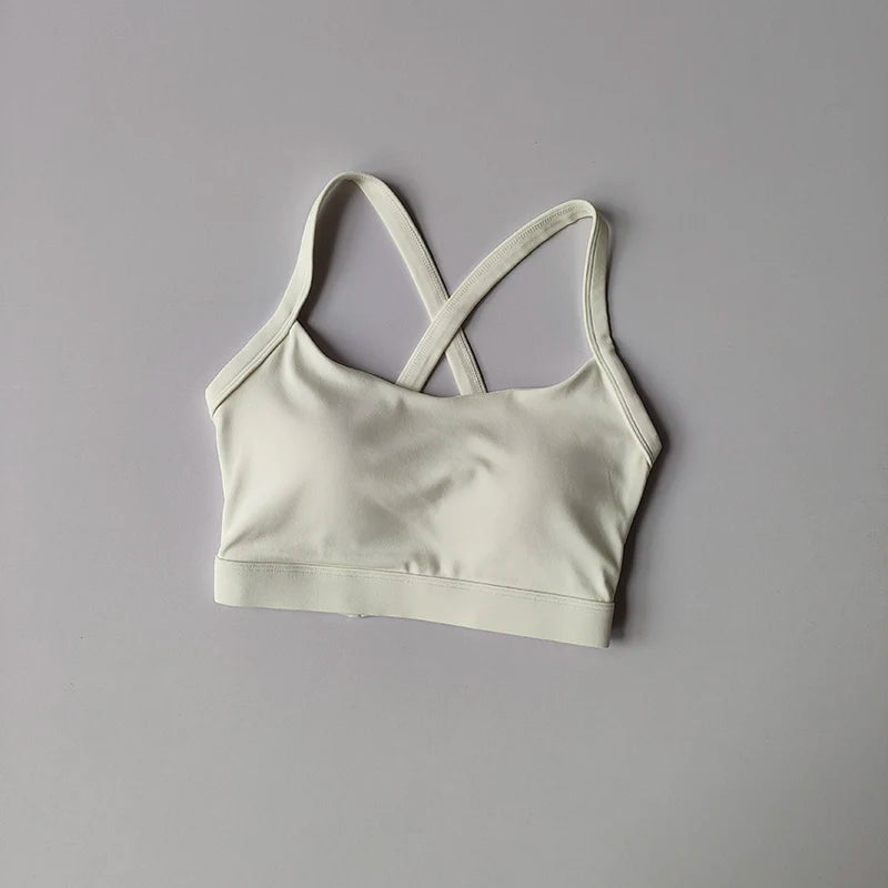 Slim Shoulders Sexy Yoga Vest Fixed Cup Medium Intensity Sports Underwear Suspender Beauty Back Shock-proof Integrated Chest Pad