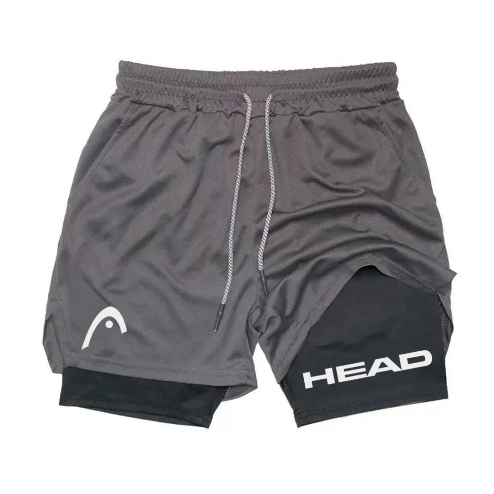 Anime Berserk Head Laufshorts für Herren, Fitness, Fitnessstudio, Training, 2-in-1, Sport, schnell trocknend, Training, Joggen, Doppeldeck, Sommer