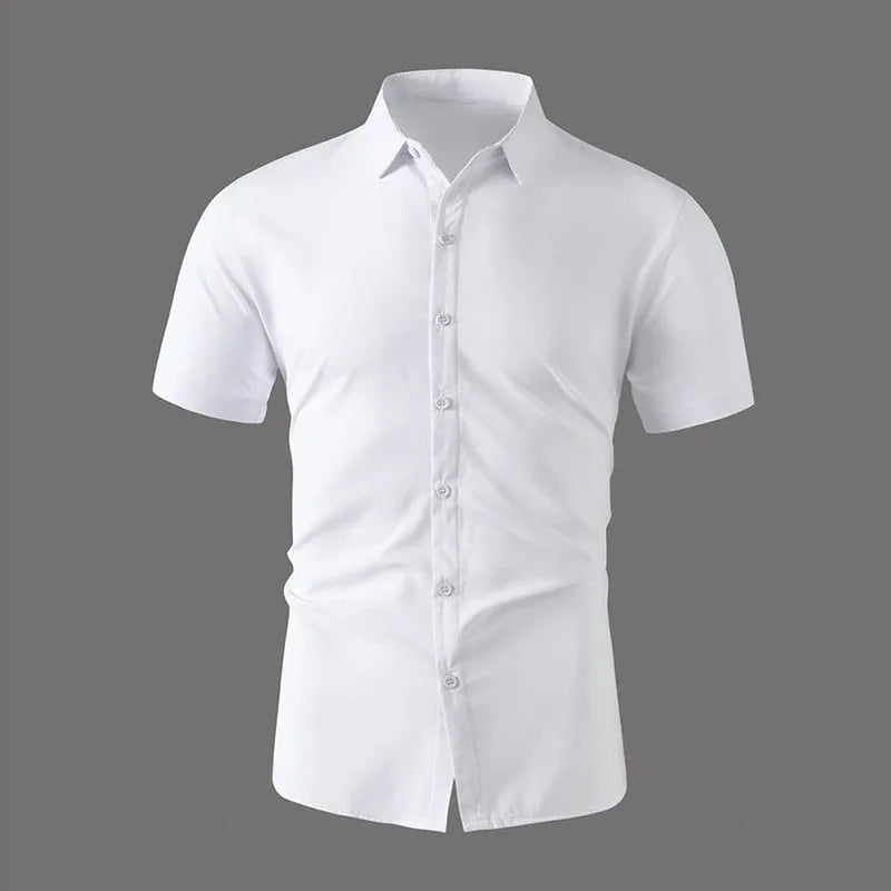 Neues Herren-Business-Casual-Hemd mit kurzen Ärmeln, einfarbig, für Sommermode, ohne Bügeln, bequemes und vielseitiges Oberteil