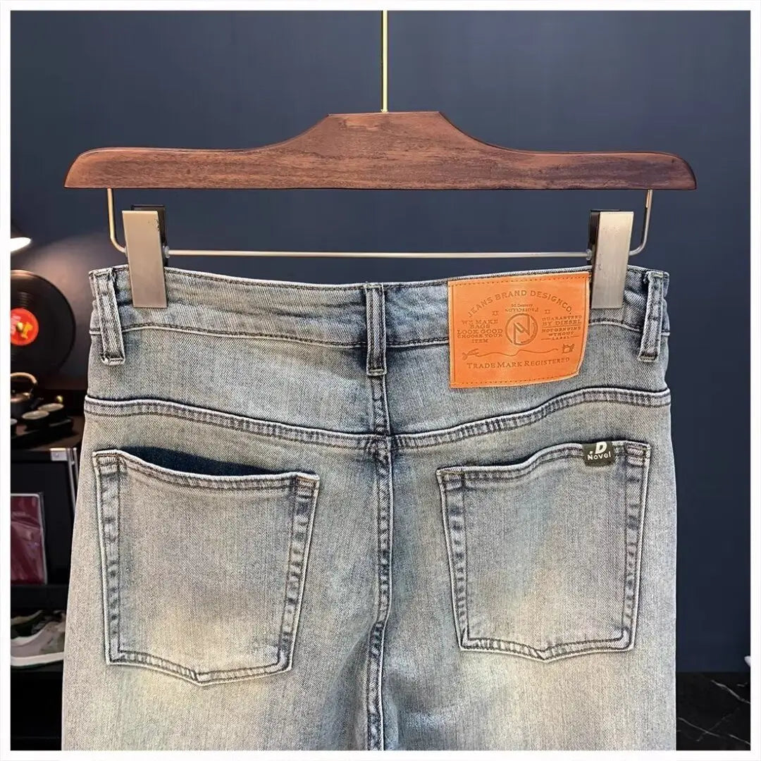 Jeans für Herren 2025, Frühling und Herbst, kleine zerrissene Jeans, Herren-Vintage-Hosen, trendige Marke, Harlan-Männerkleidung, Streetwear-Kleidung