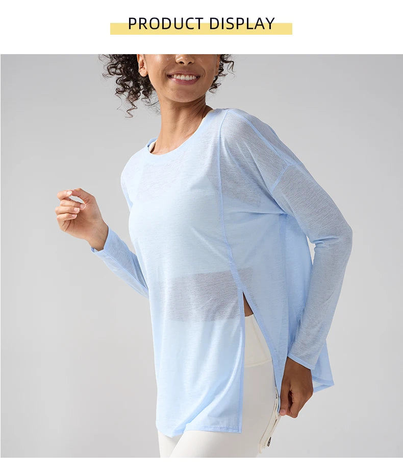 Gym Sport Tops Workout T-shirts Frauen Yoga Kleidung Laufen Lose Schlank Schnell Trocknend Training Langarm Bluse Fitness Tops 👚