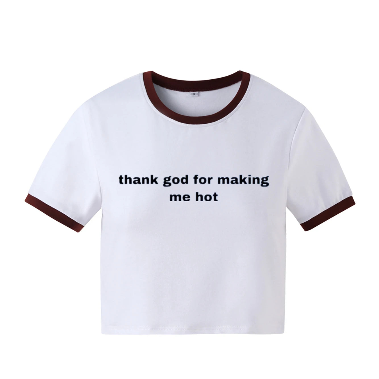 Gott sei Dank, dass ich heiß gemacht habe y2k kurz geschnittenes Baby-T-Shirt 2000s inspiriertes T-Shirt Slogan Grafik Baumwolle T-Shirt Geschenk für sie