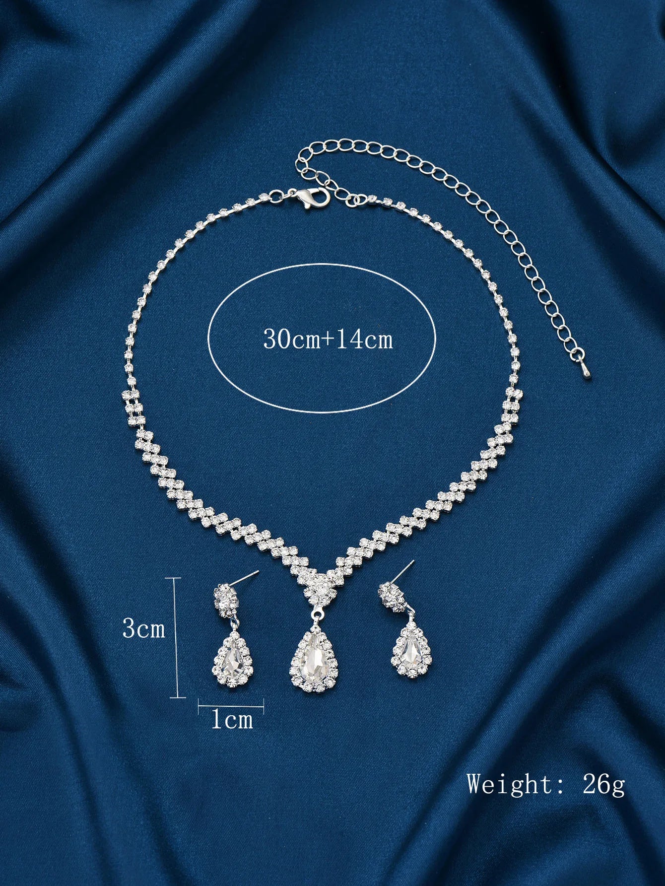 3-teiliges modisches Damen-Set mit Wassertropfen-Halsketten und Ohrringen für die Hochzeitsaison, Bankett- und Partyzubehör – 2910