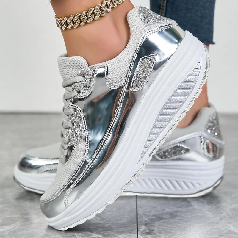 Mesh Breathable Women Casual Sneakers Lace-up Vulcanized Shoes Ladies Platform Sneakers Female Shoes Plus Size Zapatos De Mujer
