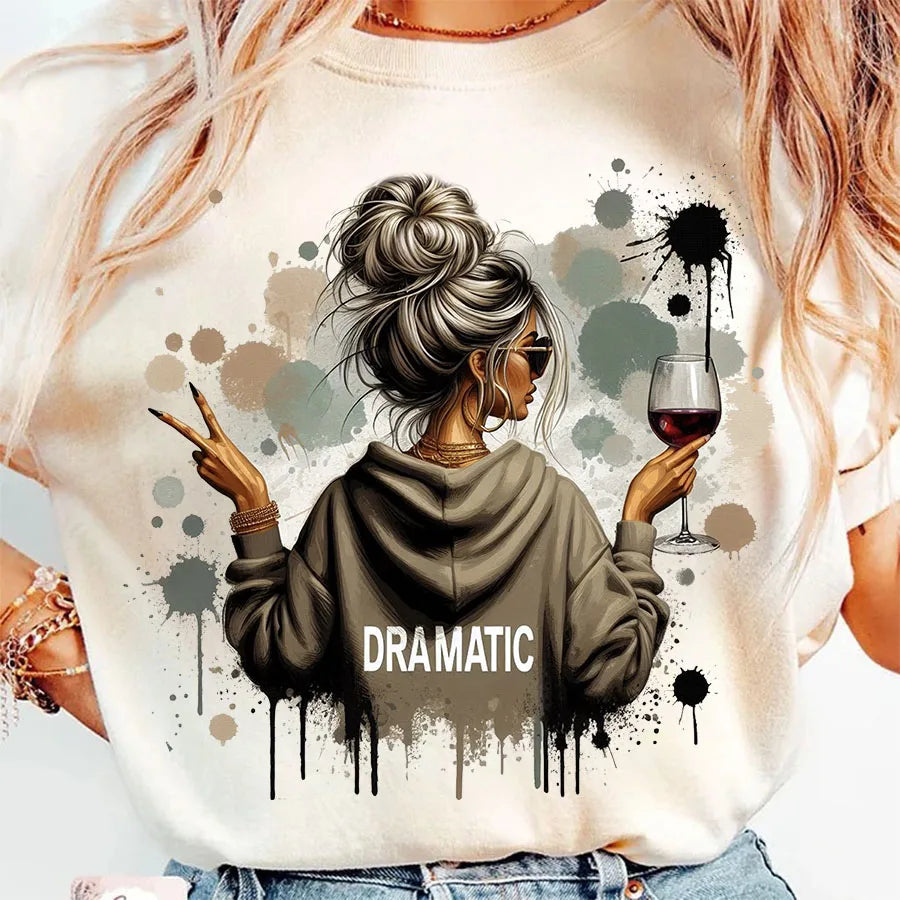 Trendy Vintage Retro Frau DRAMATIC Aufbügelbare Wärmeübertragung Aufkleber Aufkleber für T-Shirts Sweatshirts Taschen Kleidung Stoff Dekor