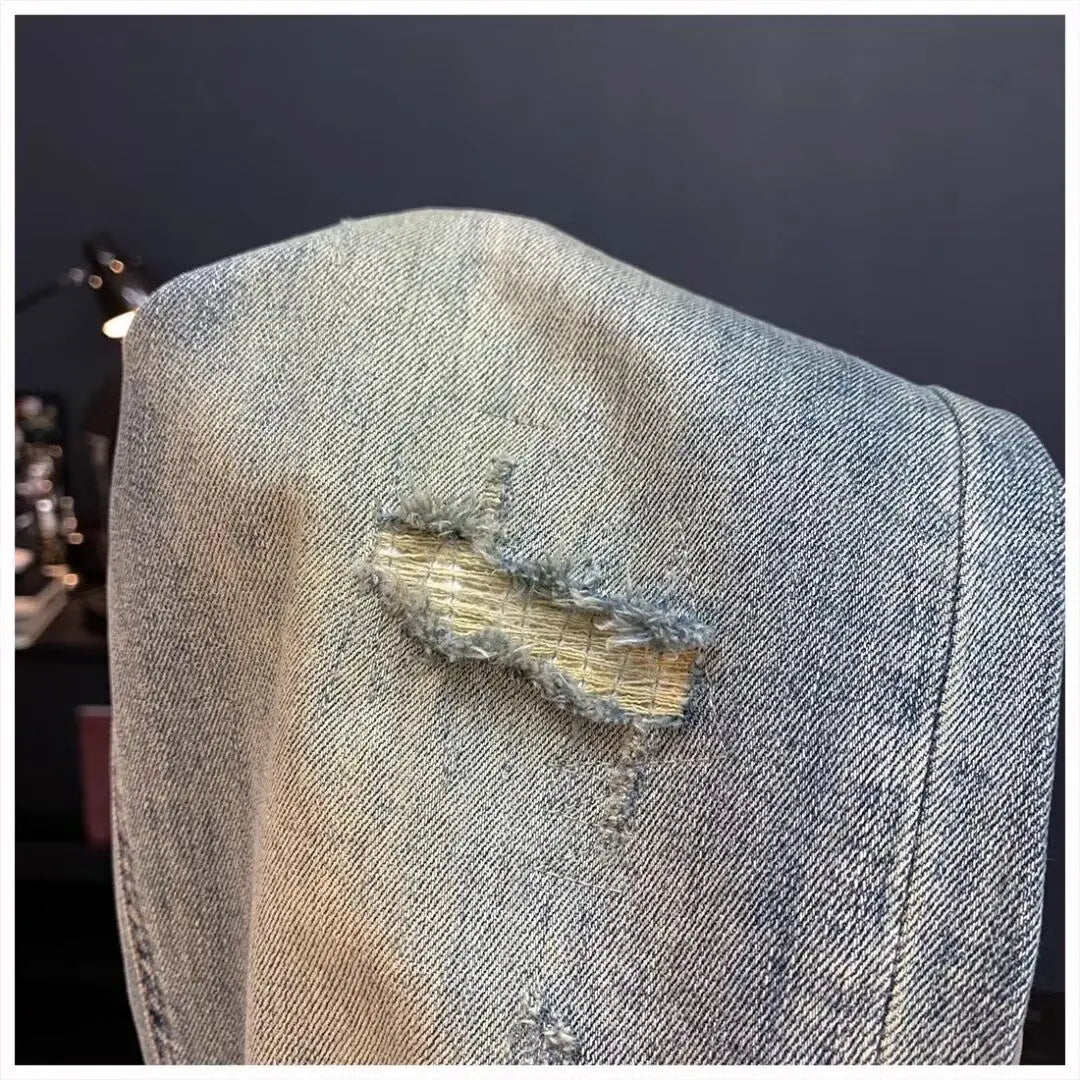 Jeans für Herren 2025, Frühling und Herbst, kleine zerrissene Jeans, Herren-Vintage-Hosen, trendige Marke, Harlan-Männerkleidung, Streetwear-Kleidung