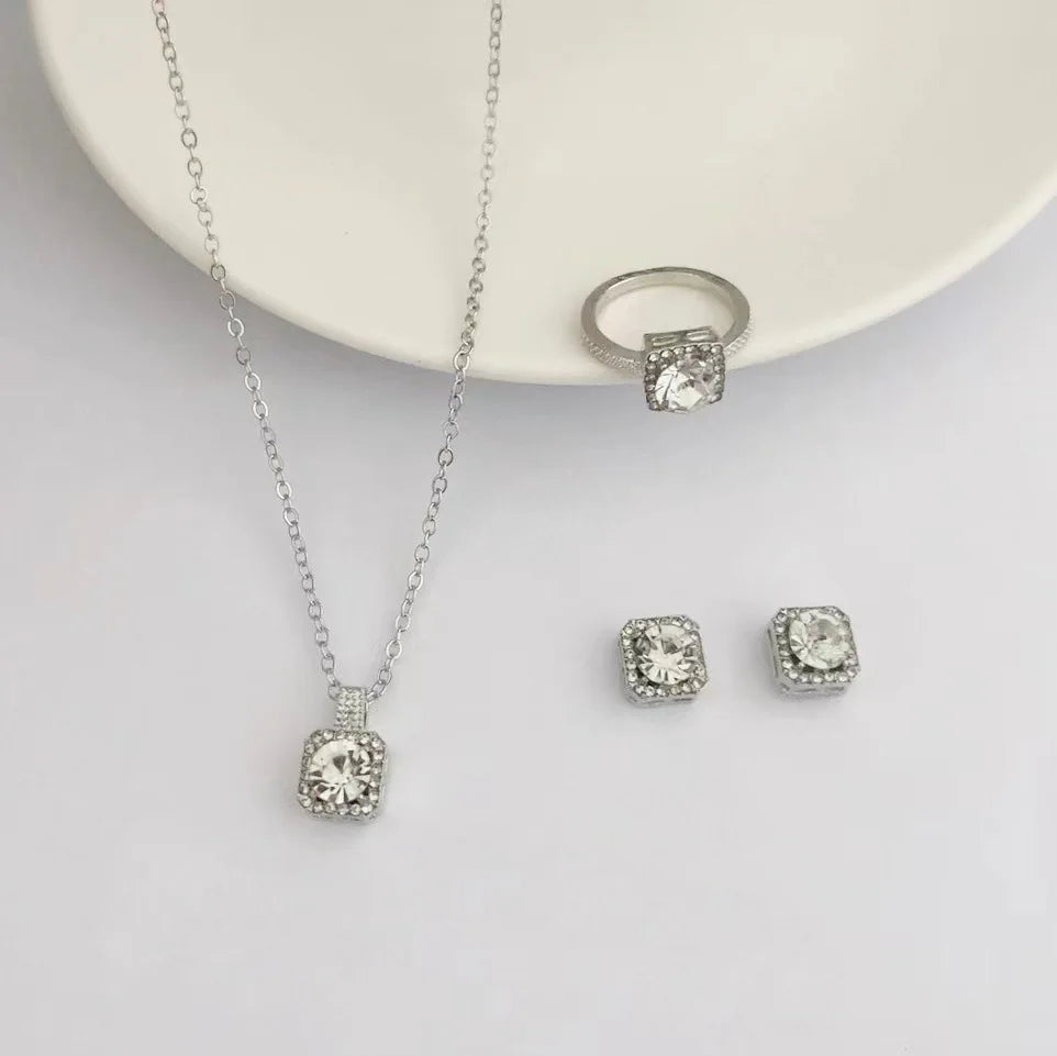 1-teiliges Luxus-Würfel-Schmuckset, elegantes Damen-Set mit Halskette, Ohrringen und Ringen, perfektes Geschenk zum Valentinstag, Weihnachtsgeschenk, Bi