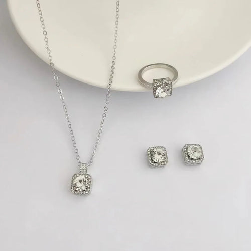 1-teiliges Luxus-Würfel-Schmuckset, elegantes Damen-Set mit Halskette, Ohrringen und Ringen, perfektes Geschenk zum Valentinstag, Weihnachtsgeschenk, Bi