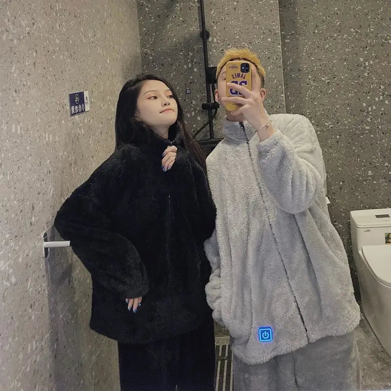 Neue Korallen Samt Hause Tragen Männer Koreanische Paare Pyjamas frauen Winter Gepolsterte Verdickte Strickjacke Kann Draußen Getragen Werden Einfache anzug