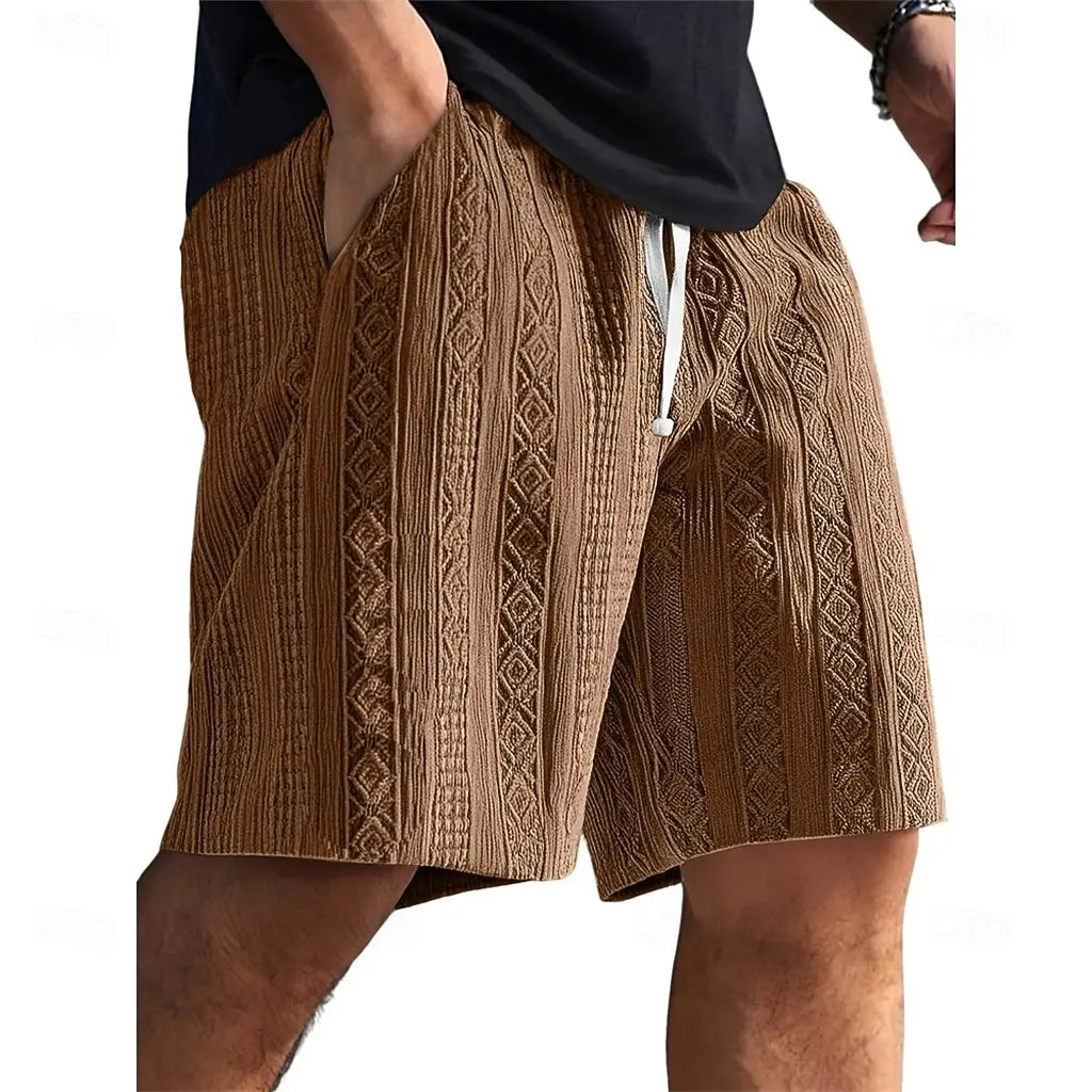 Lässige Shorts mit strukturiertem geometrischem Streifenmuster im minimalistischen Stil für den Alltag und sommerliche Freizeitausflüge mit bequemer Passform