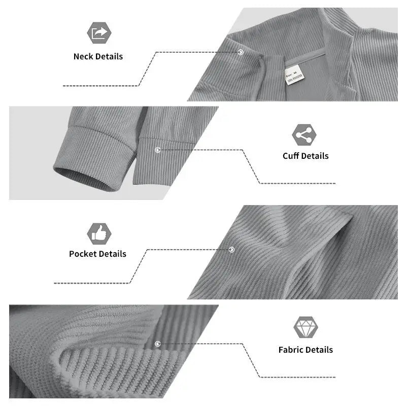 American heavy corduroy men's jacket simple and versatile multi-pocket stand-up collar long-sleeved jacket