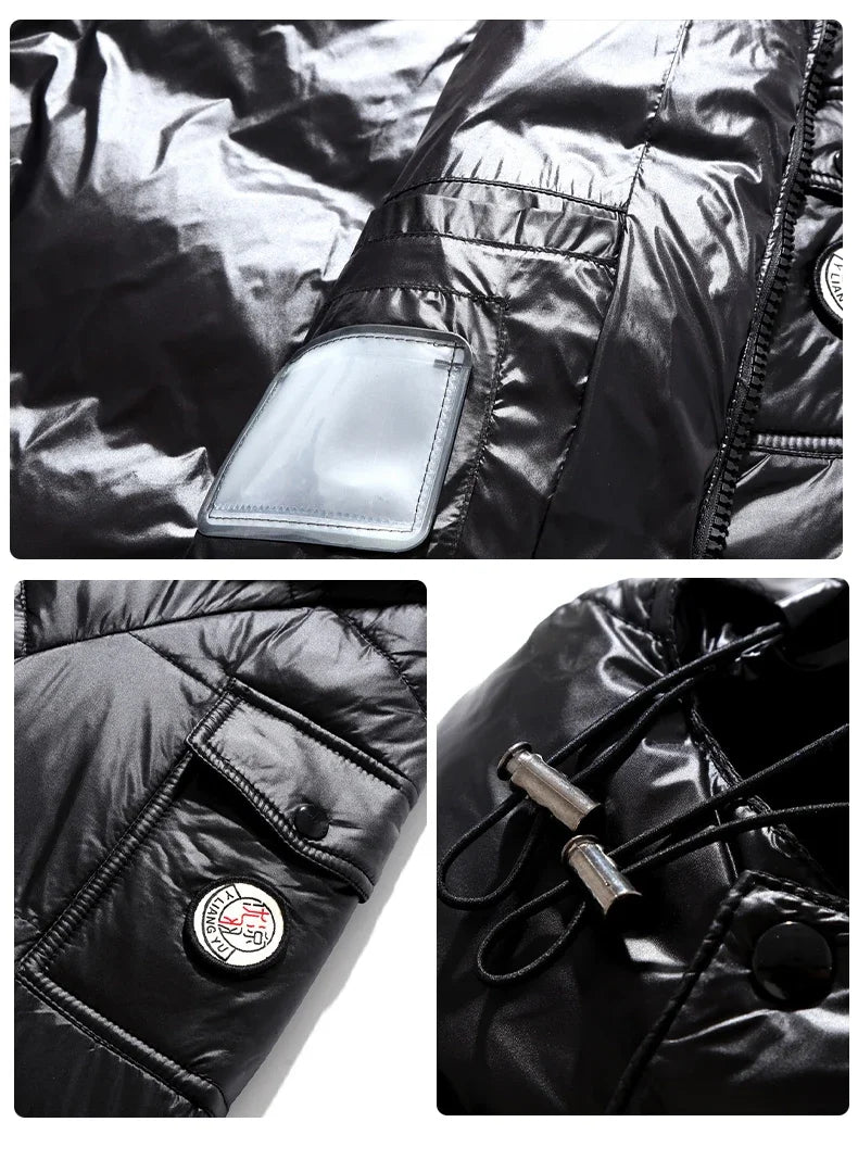 2024 Winter Neue Herren Puffer Jacke Mode Dicke Männer Frauen Ente Unten Jacke Im Freien Warme Casual Mäntel Feste Kapuze Mäntel
