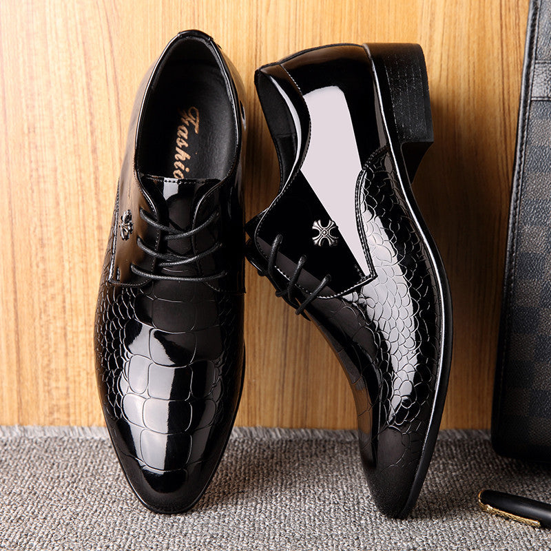 Oxford shoes for men luxury patent leather wedding shoes office slip on men work shoe New Pointed Toe derbies sapatos masculinos