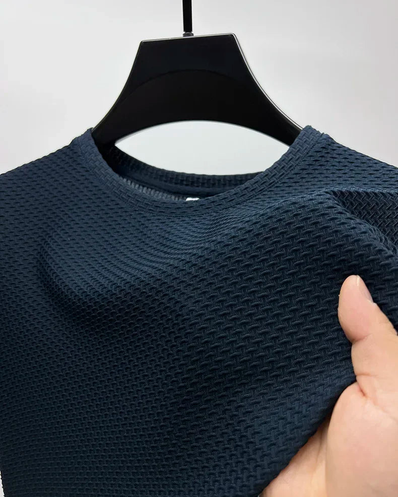 Sommer Eis Seide High-End einfarbig hochwertige Kurzarm T-Shirts Herren atmungsaktive Mode T-Shirt männliche Marke Kleidung 4xl