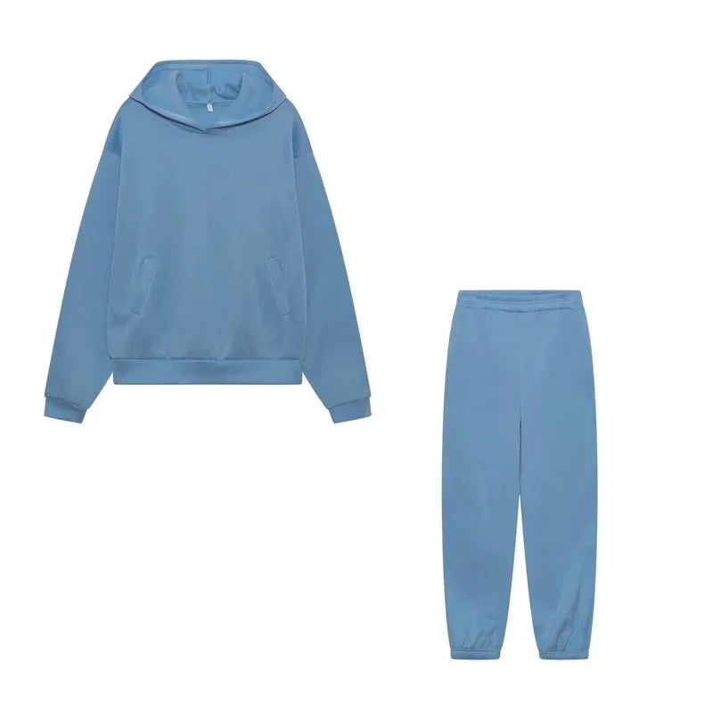 Plus Size 2024 Autumn/Winter Amazon Cross-Border Women's Fashion Casual Thickened Long Sleeve Sweatshirt Trousers Two-Piece Suit